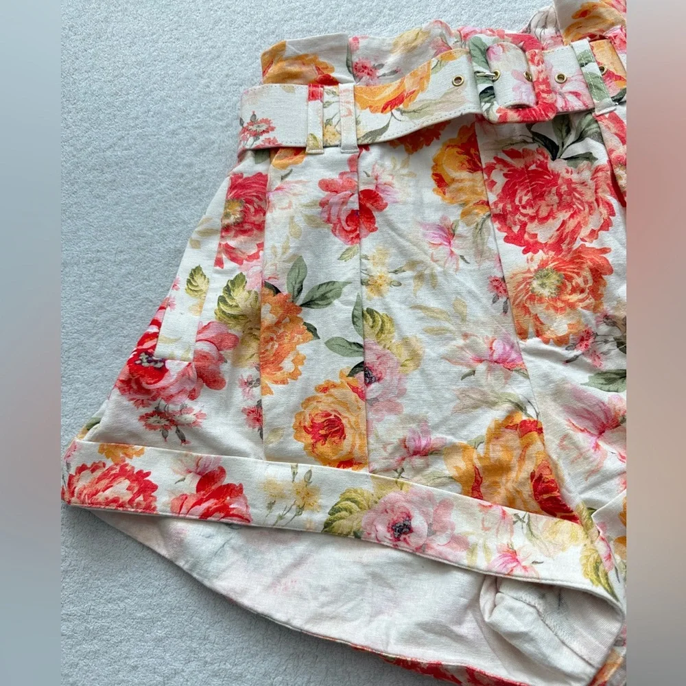 For Love And Lemons Peony Pleated Shorts Medium high waisted‎ floral NWOT